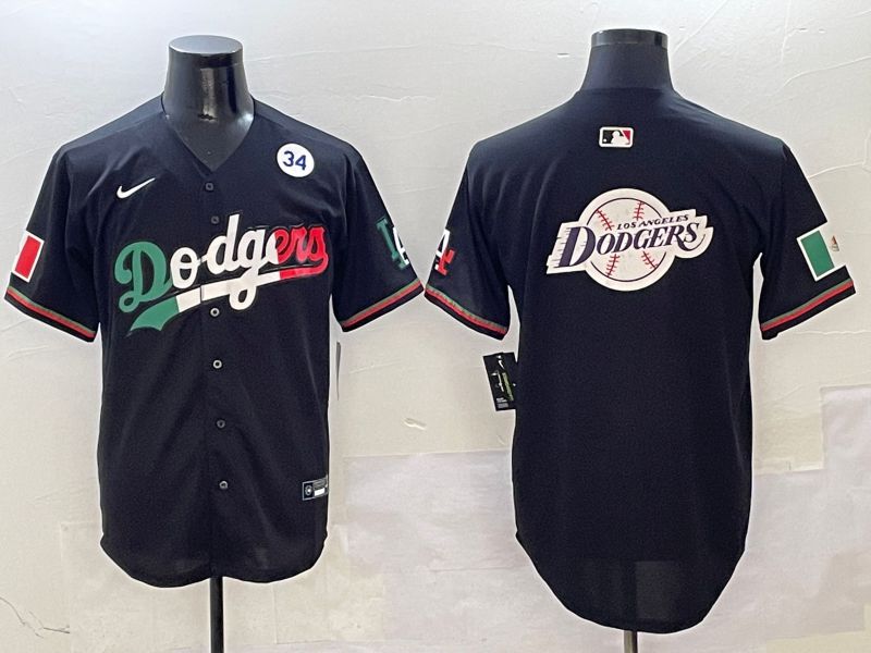 Men Los Angeles Dodgers Blank Black Mexico Second generation Nike 2025 MLB Jersey style 28